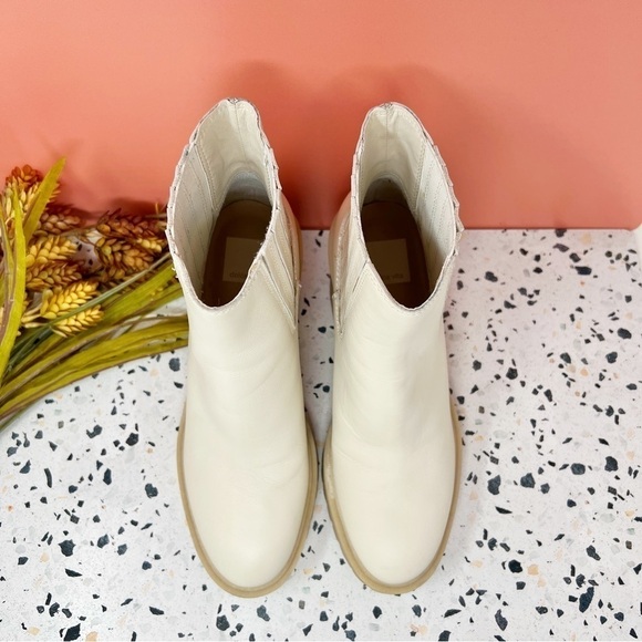Dolce Vita Caster Ivory Lug Sole Midi Block Heel Women’s Leather Boots Sz 8.5 - Picture 7 of 12